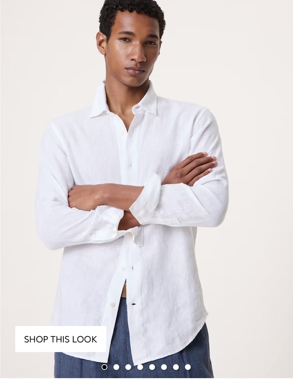 Banana Republic White Button-Down Linen Shirt